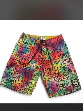 LRG Lifted Research Group Board Short 31 Acid Test Graphic Print Rainbow Tie-dye